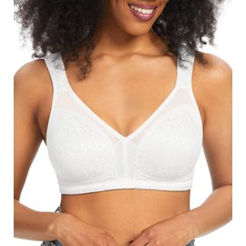 HACI Women's Full Coverage Minimizer Bra Non Padded Wirefree Full Figure Plus Size Bras for Large Bust(44DD, White)