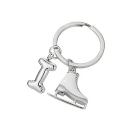 LIKGREAT Ice Skate Keychain for Unisex Stainless Steel Figure Skating Initial Ice Skating Charm Keyring Handbag Decoration (I)