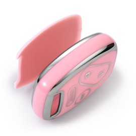 ELOHEI Key Fob Cover for Honda, Premium Soft TPU Full Protection Key Fob Case Compatible with 2003-2012 Honda Accord Civic CR-V Pilot Smart Remote Keyless Key Shell (Silver Border Pink)