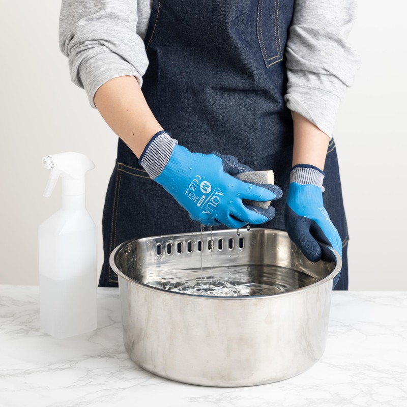 Weed AQUA AQ-318 Cleaning Work Gloves, Waterproof, Grip, Natural Rubber,