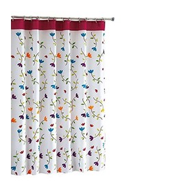 Shower Curtain Flower Waterproof Curtain Rings Included 180x180cm
