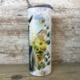 Unbranded Llama in Denin Overalls 20 oz Skinny Tumbler with Straw & Lid