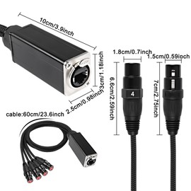 XMSJSIY Audio Snake 4 Channel 3 Pin XLR Extender Multi Network Receiver to Ethercon Cable for DMX512 XLR Male/Female to RJ45 Female Over Braided Cat5/6/6e Stage Lighting Recording-2.5FT 2Pcs