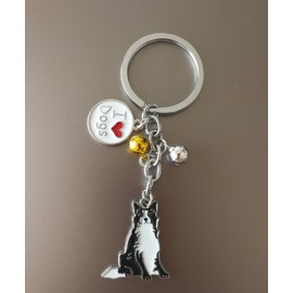 BbearT® Dog Tag Dog Key-ring Keychain,Cute Small Dog Puppy ID Tags Metal Dog Keychain Keyring Keyfob Key Tags Car Keyring Bag Charm Birthday (Border Collie)