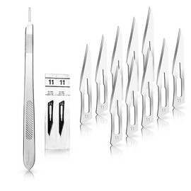 Set of 10 Scalpel Blades Figure 11 Carbon Steel Replacement Blades Individually Sterile Packed 1x May Scalpel Holder 21 cm Long Stainless Steel