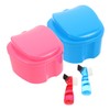 TOVINANNA 2sets Dentures Cleaning Case with Brush Portable Dentures Bath