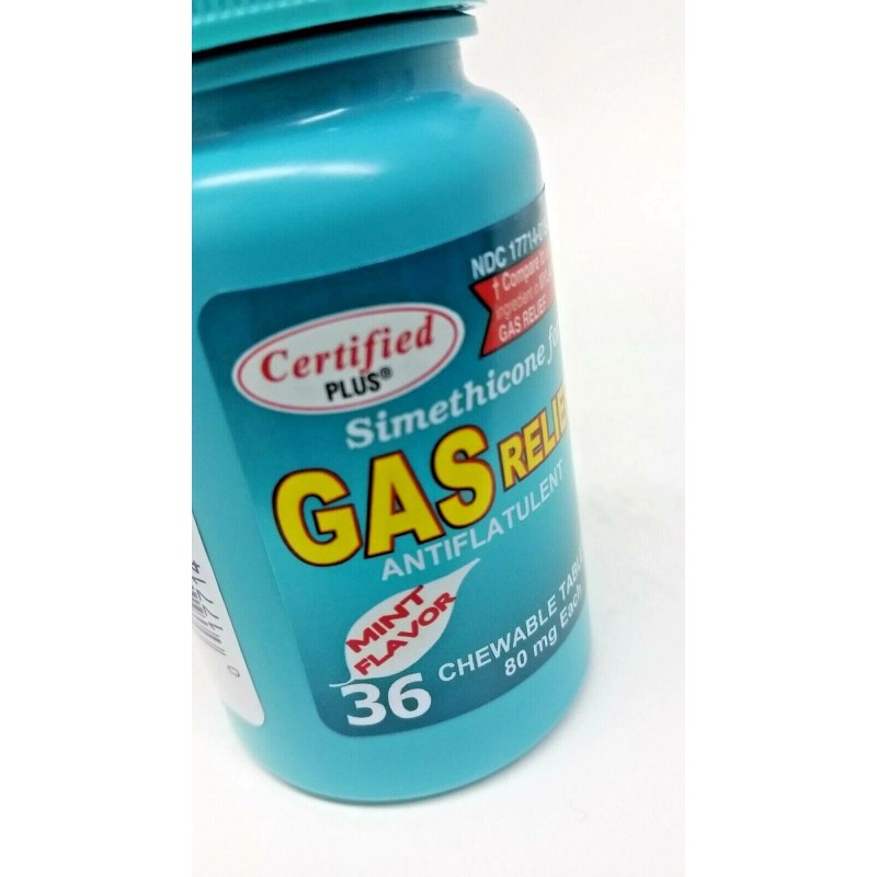 Certiifiedplus 2-PK Simethicone Gas Relief Chewable Tablets 80mg Anti-Gas Bloating