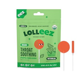 Lolleez by EEZ Co. Organic Throat Soothing Pops for Kids, Watermelon, 28ct