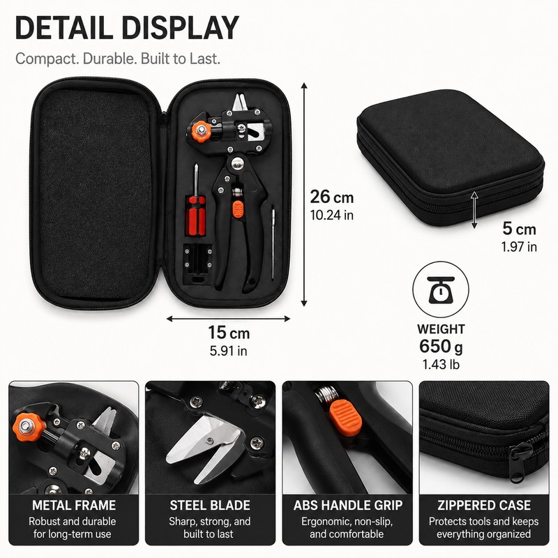 2-in-1 Tree Grafting and Pruning Tool Kit with Storage Case
