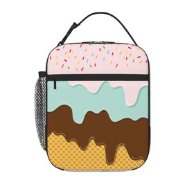 GVGOAGL Sweet Waffle Insulated Lunch Bag Reusable Cooler Lunch Box Portable Leakproof Thermal Container Tote Bags for Girls Boys School Travel