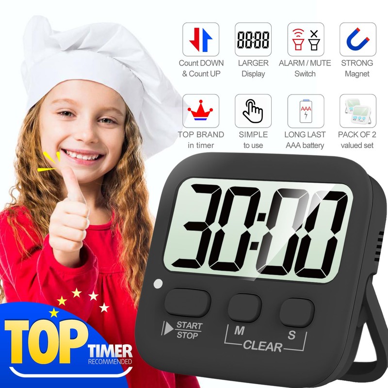 Antonki Timer, 2 Pack Timer for Kids, Kitchen Timers, Digital