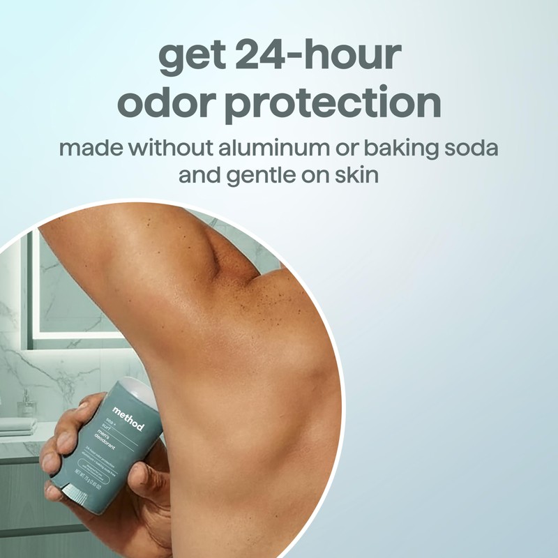 method Men's Deodorant Stick, Sea + Surf, for Sensitive Skin,