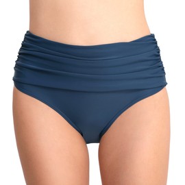 Joweechy Womens High Waisted Bikini Bottoms Vintage Ruched Tummy Control Swim Shorts Swimming Briefs Swimwear XL/Blue