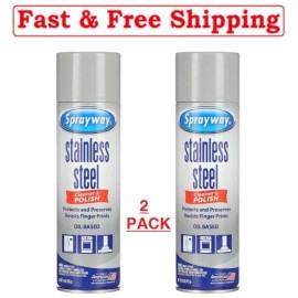 (2 Pack) Sprayway SW841 Oil-based Stainless Steel Cleaner and Polish, 15 Oz.
