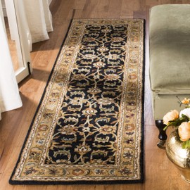SAFAVIEH Classic Collection Runner Rug - 2'3" x 10', Black & Gold, Handmade Traditional Oriental Wool, Ideal for High Traffic Areas in Living Room, Bedroom (CL758B)