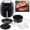 GoWISE USA GWAC22003 5.8-Quart Air Fryer Combo: 6-Piece Accessory Set, 8 Cooking Modes, 100 Recipes (Black)