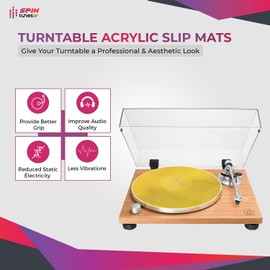 Acrylic Turntable Mat 11.75” - Lit Yellow Slipmat for 12" Vinyl Record Players, Antistatic Noise-Reducing Design, Enhanced Sound Quality and Tighter Bass, Turntable Mat for Vinyl Records