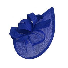 Caprilite Vegan Moon Hoop Fascinator Hat on Headband Wedding Ascot Races Bespoke Sinamay Disc (Royal Blue)