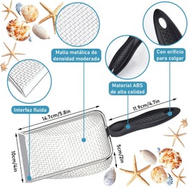 2 Pcs Tamiz de Dientes de Tiburón y 2 Pcs Bolsa de Concha Ajustable, Juguetes para Pla ya, Palas de Malla para Playa, Bolso de Playa, Apto para Niños, Niñas y Adultos