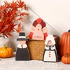 Autumn Harvest Kitchen Table Decor: 3 Pcs Wooden Turkey Pilgrim