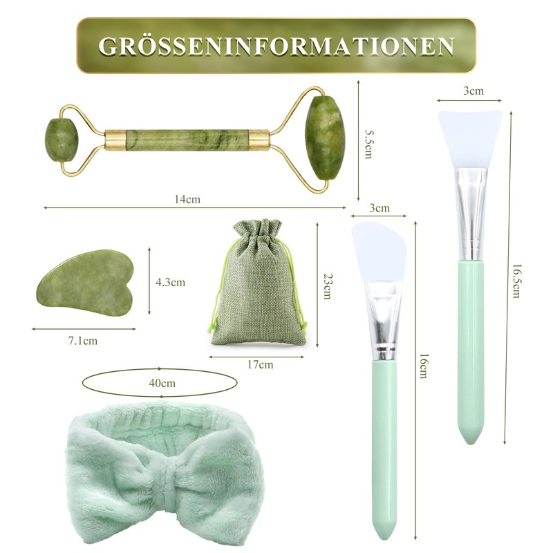 Scettar 6-Piece Jade Gua Sha Stone Set, Natural Jade Massage