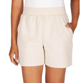 LazyPants Women's Stretch Luxe Short (US, Alpha, Medium, Regular, Regular, Cream)