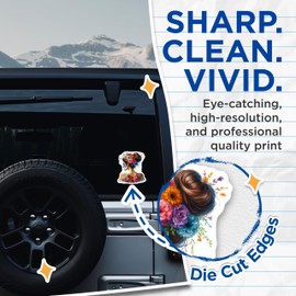 (2 Pack) Calavera Stickers - Sugar Skull Art - Day of Dead Stickers 5" On Longest Side - Sticks to Smooth Flat Surfaces - Made in USA - BMCS13039