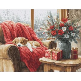 Luca-S Cross Stitch Kit Gold - Christmas Moment, B711, Counted Cross Stitch Kit for Adults, Needlecraft and Embroidery Kit
