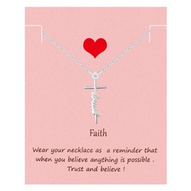 Your Always Charm Faith Cross Necklace Hope Jesus Love Pendant Necklace Religious Jewelry for Women Girls (C:trust)