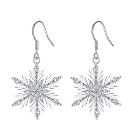 Christmas Snowflake Earrings for Women Girls, Xmas Cubic Zirconia Drop Earrings│Snowflake Dangle Hypoallergenic Earring for Ears│Christmas Earrings Jewellery Gifts for Her