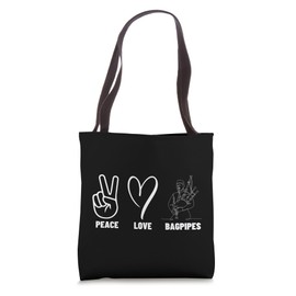 Bagpiper Peace Love Bagpipes Proud Men Bagpipe Player Tote Bag