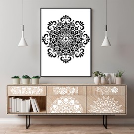 MWOOT Pack of 12 Large Stencils, Mandala Stencil, Reusable DIY Painting Template Stencil Kits, Mandala Scale Stencils Painting for Tiles, Painting, Canvas, Furniture Crafts, 30 x 15 cm