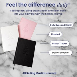Salam Journal, Islamic Daily Planner with Prayer Tracker, Daily Hadith and Duas, Undated Layout with 6 Month Coverage, Ramadan and Eid Gift for Muslims (Pink)