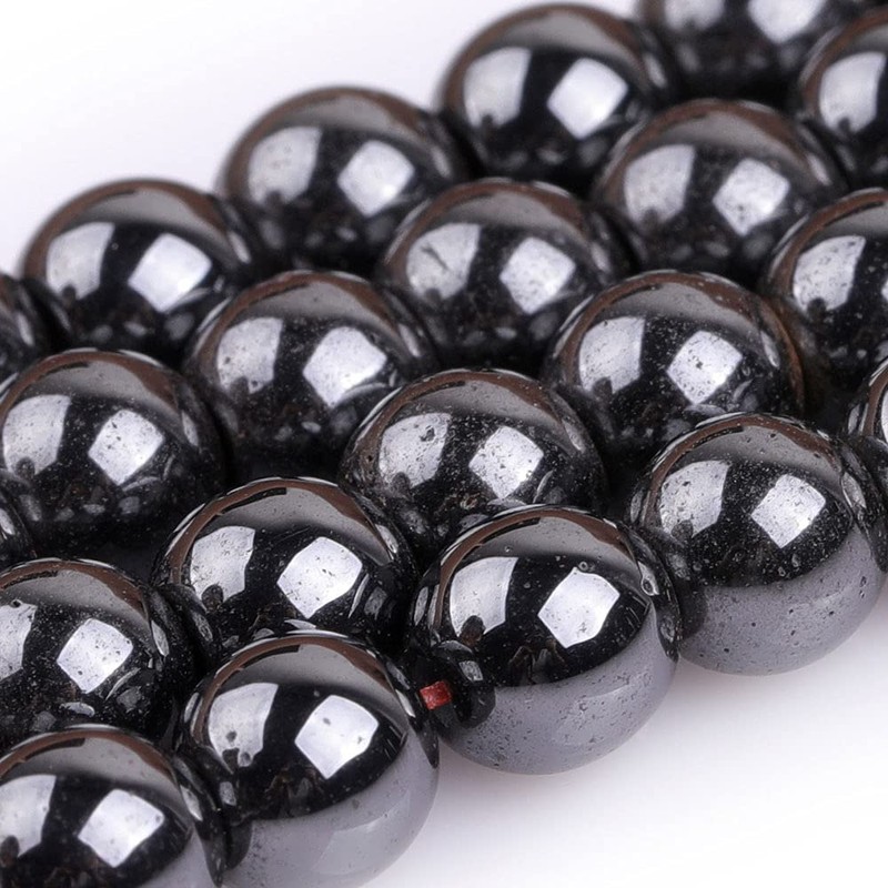 GEM-Inside Natural 6mm Magnetic Black Hematite Round Gemstone Semi Precious