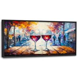 Wine Large Wall Art for Living Room Framed, Abstract Street Wine Oversized Wall Decor Pictures, Bar Canvas Print Painting, Framed Artwork Restaurant Hotel Decor 60"x30"
