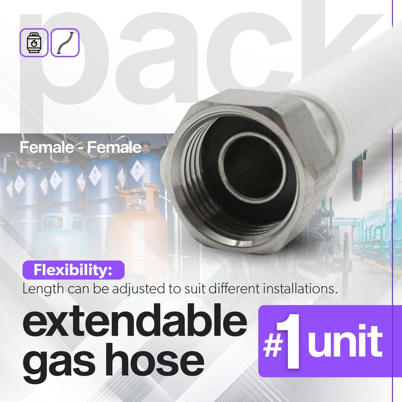 DOJA Barcelona Gas Hose, Stainless Steel, 340 mm, Pack 1,
