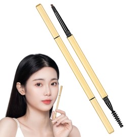 Lapiz de Cejas, Delineador de Cejas Cosmético, Lápiz para Cejas de Maquillaje de Doble Cabeza Duradero sin Manchas para Cejas Definidas con Precisión (Color Café Medio)