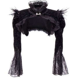 Alivila.Y Fashion Corset Womens Flannel Long Sleeve Steampunk Retro Jacket Shrug 21671-Black-2XL