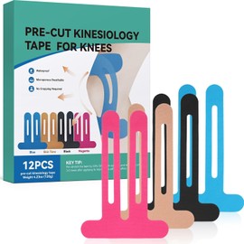 Cinta Kinesiológica Precortada para Rodilla, 12 Piezas, Impermeable, Transpirable, Soporte Deportivo para Fitness y Running