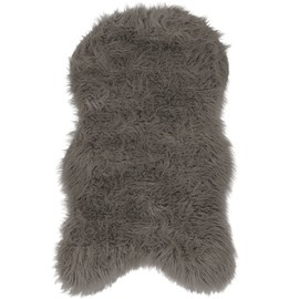 PURE LABEL Faux Sheepskin / Lambskin Decorative Fur Rug, Modern Living Room Decoration, Bedroom Decoration, Sofa / Chair / Bed Runner, Taupe, 55 x 90 cm