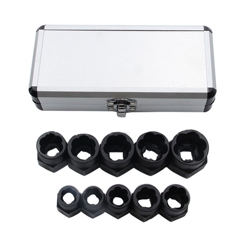 10 Pcs Bolt Extractor Set Strong Grip Chrome Vanadium Steel