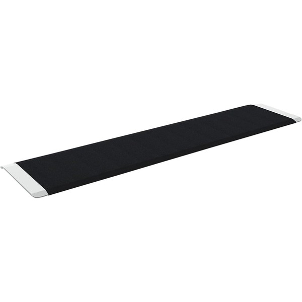 EZ-ACCESS TRANSITIONS 32" x 8" Portable Stand Alone Non Slip High Strength Aluminum Angled Entry Plate Threshold Ramp with Pre Drilled Slots, Black