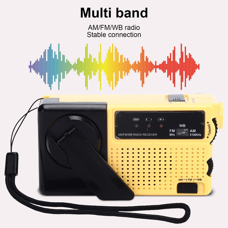 Hand Crank Flashlight Radio Portable Mini FM AM Weather Radio