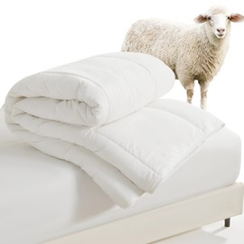 HOMBYS Lightweight Wool Comforter King Size - 100% Australian Wool Filling 120gsm, Breathable & Thin Duvet Insert for Hot Sleepers, 60s Cotton Shell, All Season Comfort, White