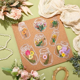 Humyoun 300 Pcs Transparent Dried Flower Bookmarks Large Size DIY Bookmarks Clear Floral Bookmark Mason Jar Shaped Leaf Flower Bookmarks Maker for Reader Book Bottle Supplies