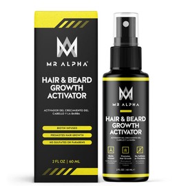 MR ALPHA NEW | MR ALPHA Biotin & Saw Palmetto Hair and Beard Growth Serum: Achieve Thicker, Fuller Hair & Beard, Combat Men's Hair Loss, Enhance Patchy Beard Growth, Nourish with Effective Hair and Beard Care, Convenient 2oz Spray Bottle Hair Care Comfor