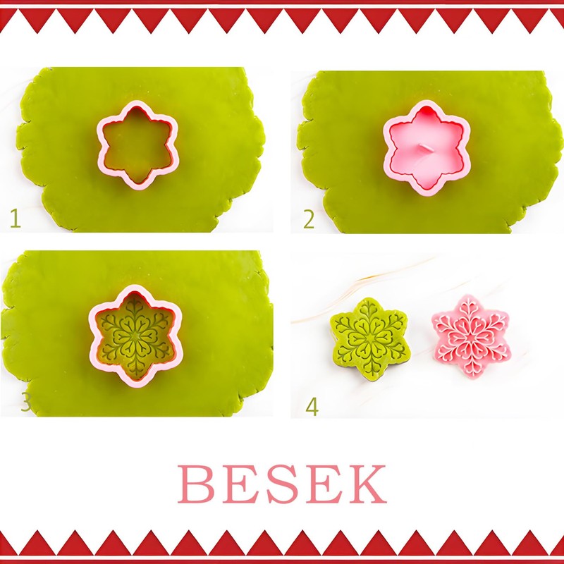 BESEK Christmas Cookie Cutters: 9 pcs Winter Snowflake Cookie Cutters
