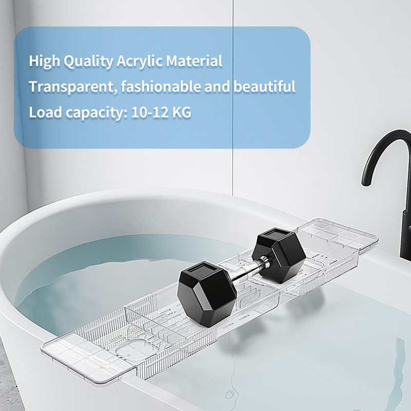 HOMEE Acrylic Bathtub Tray, Expandable Bath Caddy Tray for Bathtub,