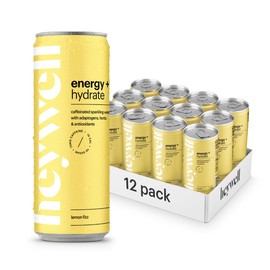 Heywell Sparkling Adaptogenic Water Energy and Focus, Lemon Fizz Flavor 12 Fluid Ounce (Pack of 12) - Caffeinated, Organic, Non GMO, Vegan, Gluten Free, Dairy Free