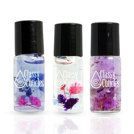 Classy Cuticles Classy Cuticles | Hand Blended Cuticle Oil | Vitamin E, Jojoba, and Argan Oil | 3 mL Roller Bottle | Fantasy Variety Pack | Love Potion, Vanilla Nights, Unicorn | Pack of 3